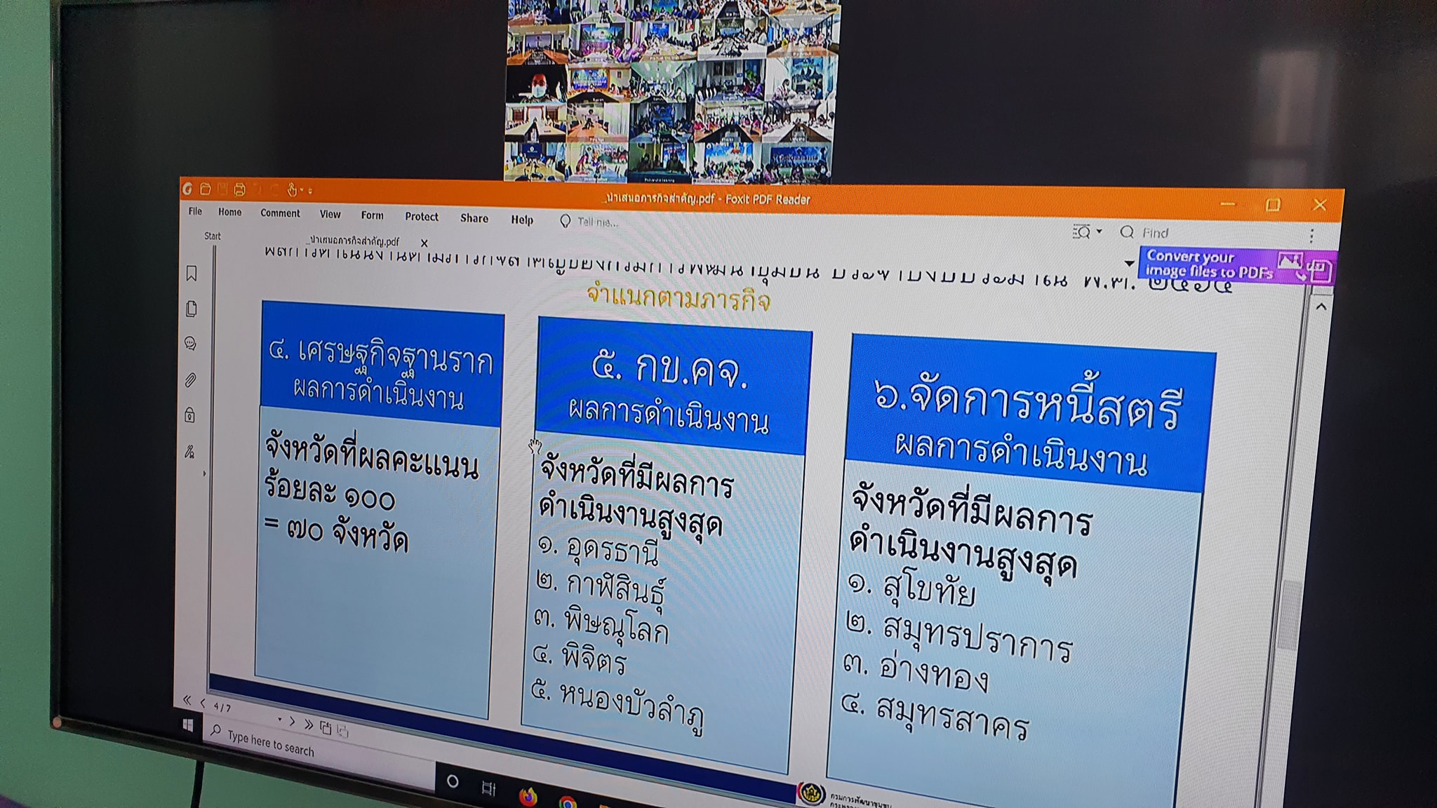 พช.ปัตตานี ร่วมประชุมกรมการพัฒนาชุมชน ประจำเดือนเมษายน ผ่านระบบการประชุมทางไกล (Video Conference) 76 จังหวัดทั่วประเทศ